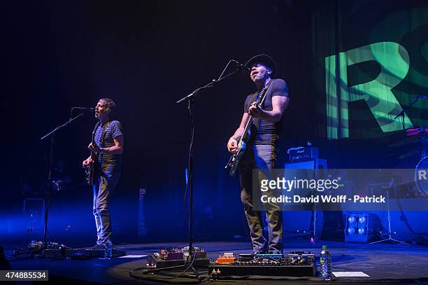 Andy Bell and Mark Gardener from Ride perform at L'Olympia on May 27, 2015 in Paris, France.