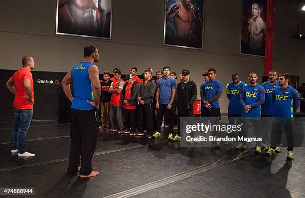 Head coaches Mauricio Shogun Rua and Antonio Rogerio Nogueira speak to the fighters during the filming of The Ultimate Fighter Brazil: Team Nogueira...