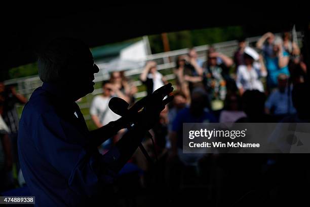 Democratic presidential candidate and U.S. Sen. Bernie Sanders speaks to supporters at a house party campaign event at the home of Kathryn Williams...