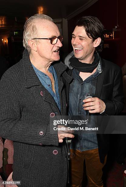 Simon Rouse and Kenny Doughty attend an after party inside the Noel Coward Theatre following the press night performance of "The Full Monty" on...