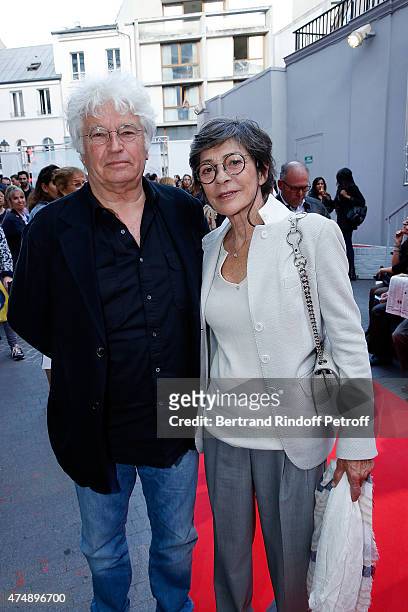 Director Jean-Jacques Annaud and his wife Laurence Duval-Annaud attend "Les Franglaises" last show after 4 months of representation at Bobino on May...