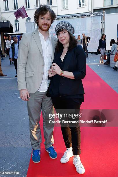 Actor Gal Giraudeau and Actress Anne Auffret attend "Les Franglaises" last show after 4 months of representation at Bobino on May 27, 2015 in Paris,...