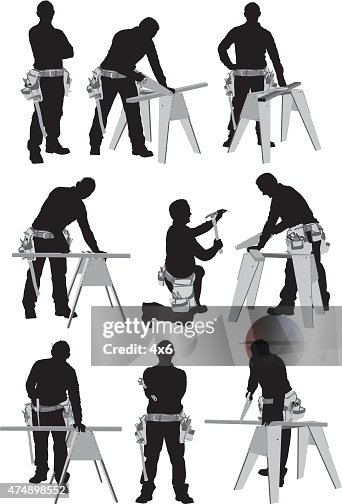 Carpenter in various actions Carpenter in various actions
