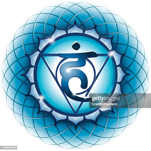 chakra symbol 5 vishuddha - chakra stock illustrations