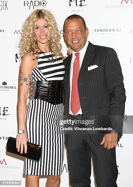 Marina Graziani and Filippo Jarach attend the 'Suit & Tie' Cocktail & Dinner Party on May 27, 2015 in Milan, Italy.