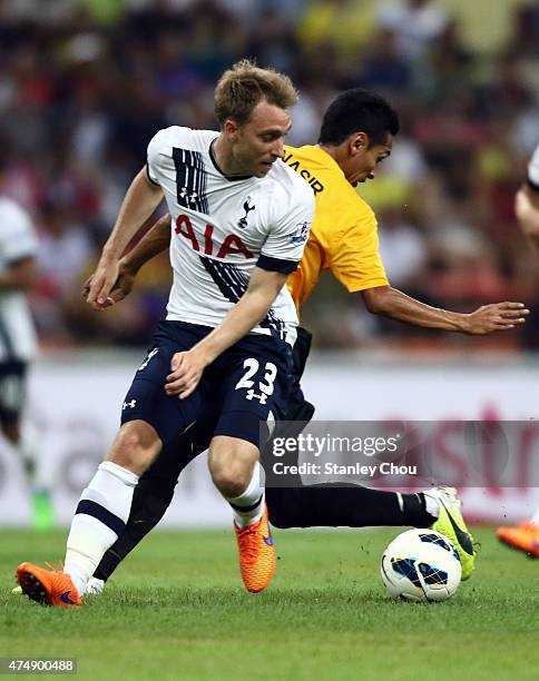 Christian Eriksen of Tottenham Hotspur in action during the pre-season friendly match between Malaysia XI and Tottenham Hotspur at Shah Alam Stadium...