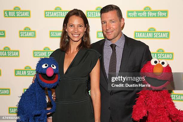 Christy Turlington, Edward Burns and Sesame Street Muppets, Grover and Elmo attend the Sesame Workshop's 13th Annual Benefit Gala at Cipriani 42nd...