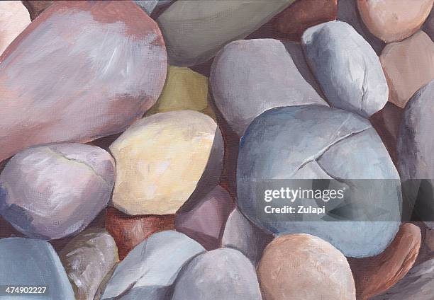 colorful pebbles oil painting - sandstone stock illustrations