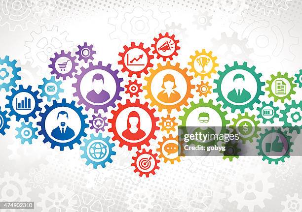 stockillustraties, clipart, cartoons en iconen met colorful gears teamwork concept - cog