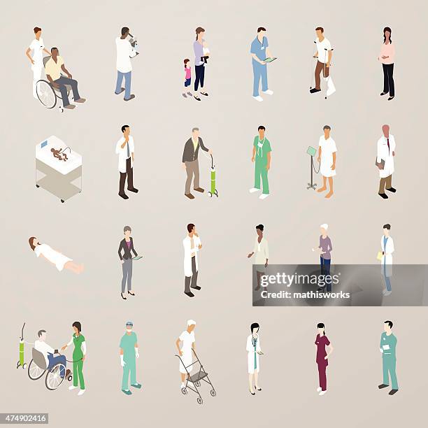 stockillustraties, clipart, cartoons en iconen met doctors and patients - flat icons illustration - administrateur