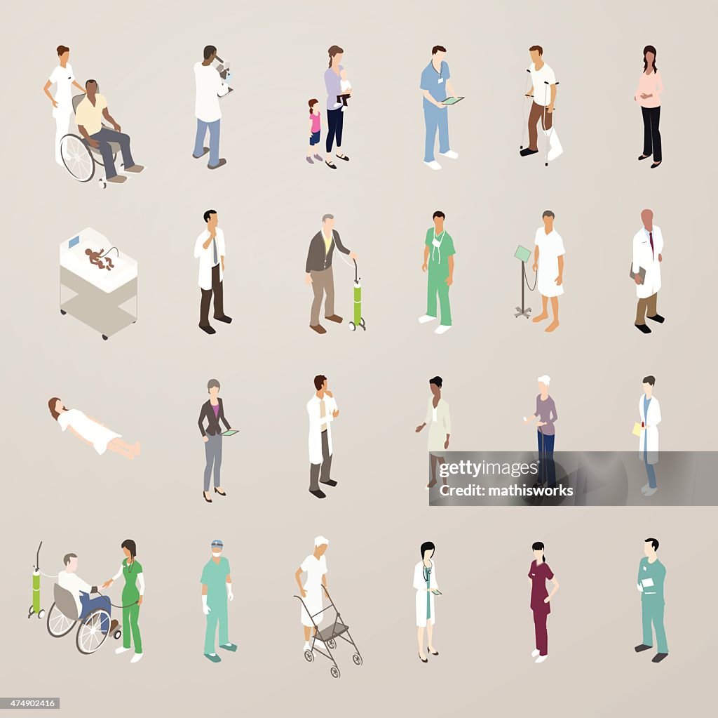 Doctors and Patients - Flat Icons Illustration