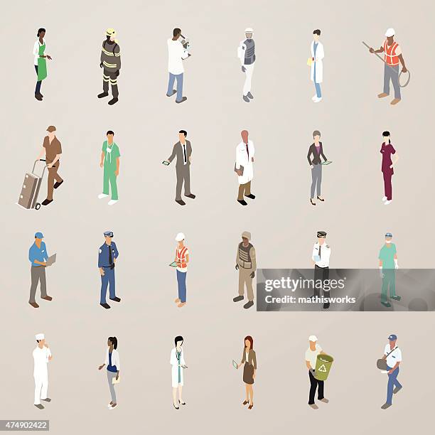 stockillustraties, clipart, cartoons en iconen met people at work - flat icons illustration - police uniform