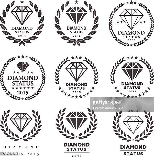 diamond empfehlung emblem set - designer label stock-grafiken, -clipart, -cartoons und -symbole