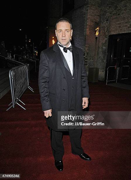 Russell Crowe is seen arriving at the 'Les Miserables' premier after party on December 06, 2012 in London, United Kingdom.