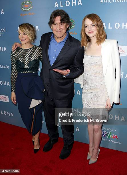 Actress Rachel McAdams, filmmaker Cameron Crowe and actress Emma Stone attend the special screening of Columbia Pictures' "ALOHA" at The London West...