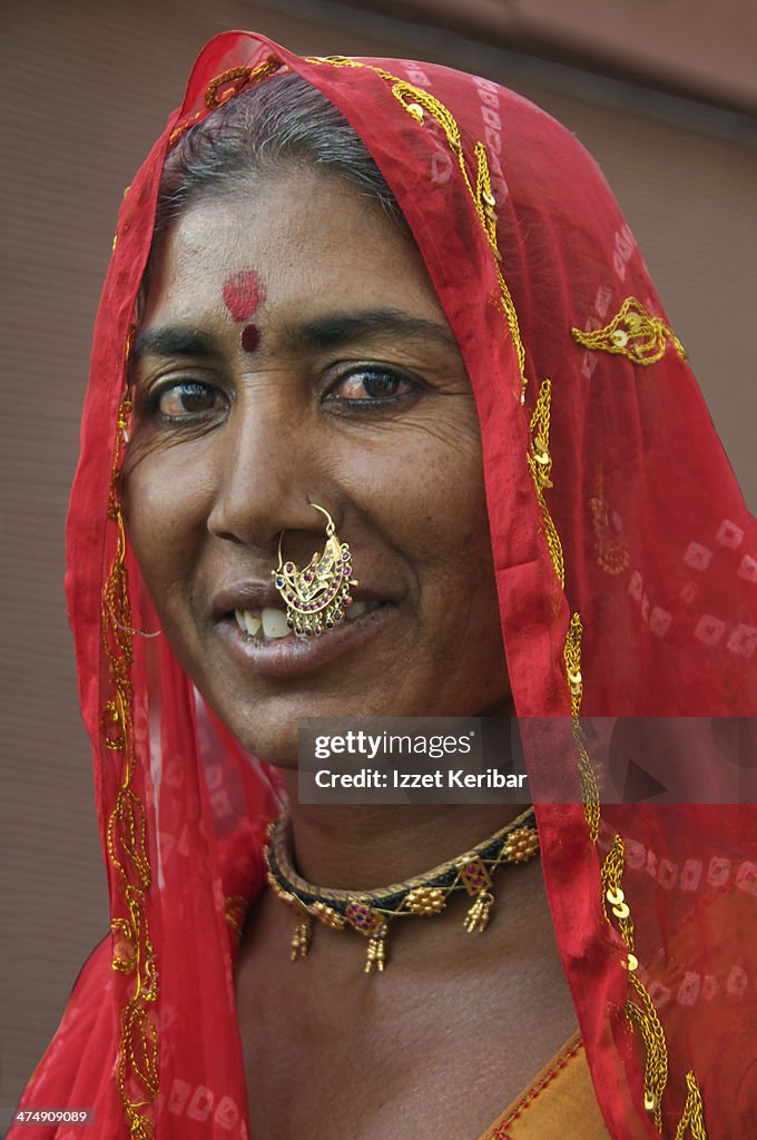 Woman posing in traditional Rajasthani dress