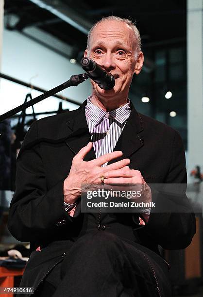 John Waters speaks during the book launch party for his book "Carsick" at PowerHouse Arena on May 27, 2015 in New York City.