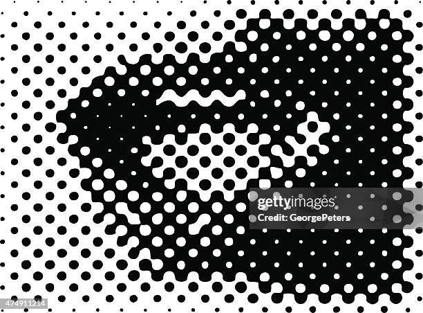 retro style mouth smiling. halftone pattern. dot. - tabloid journalism stock illustrations