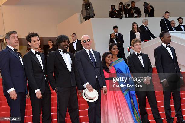 Marc Zinga; Vincent Rottiers, Jesuthasan Antonythasan, Claudine Vinasithamby, Jacques Audiard, Kalieaswari Srinivasan attends the 'Dheepan' Premiere...