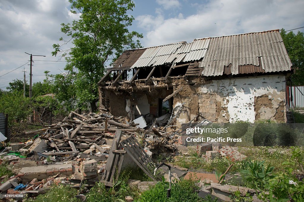 The ruined houses during the the conflict in eastern Ukraine...