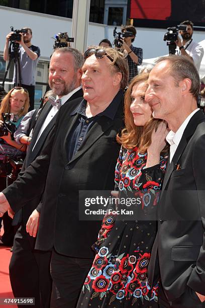 Dan Warner, Gerard Depardieu, Isabelle Huppert and Guillaume Nicloux attend the'Valley Of Love' Premiere during the 68th annual Cannes Film Festival...