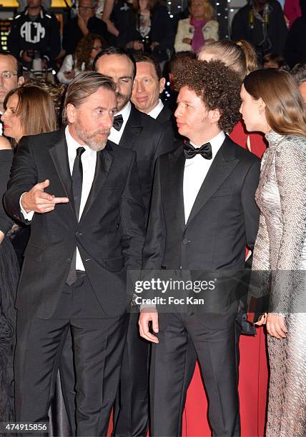 Actor Tim Roth, Director Michel Franco and Actress Sarah Sutherland attend the 'Chronic' Premiere during the 68th annual Cannes Film Festival on May...