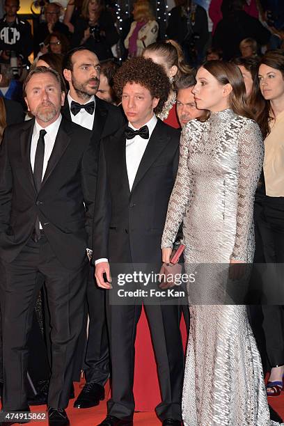 Actor Tim Roth, Director Michel Franco and Actress Sarah Sutherland attend the 'Chronic' Premiere during the 68th annual Cannes Film Festival on May...