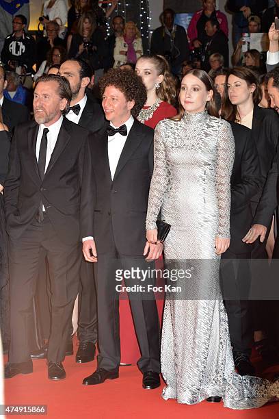 Actor Tim Roth, Director Michel Franco and Actress Sarah Sutherland attend the 'Chronic' Premiere during the 68th annual Cannes Film Festival on May...
