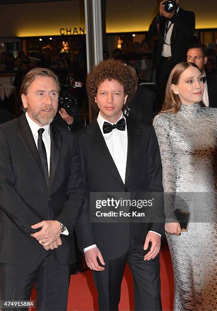 Actor Tim Roth, Director Michel Franco and Actress Sarah Sutherland attend the 'Chronic' Premiere during the 68th annual Cannes Film Festival on May...