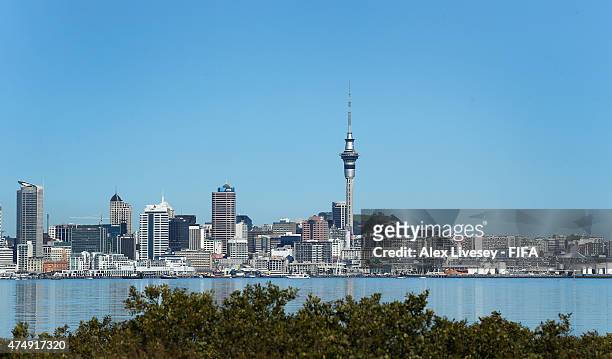 The Auckland skyline is seen ahead of the FIFA U-20 World Cup on May 28, 2015 in Auckland, New Zealand.