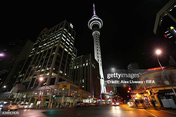 Auckland's Sky Tower is seen ahead of the FIFA U-20 World Cup on May 28, 2015 in Auckland, New Zealand.