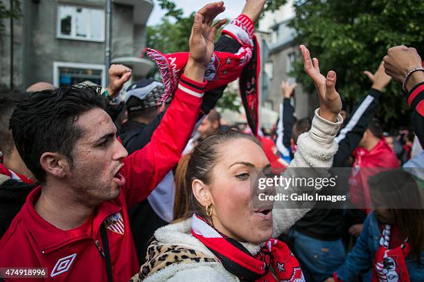 General view of fans of Sevilla FC arriving prior to the UEFA Europa League Final match between Sevilla FC and Dnipro Dnipropietrovsk on May 27, 2015...