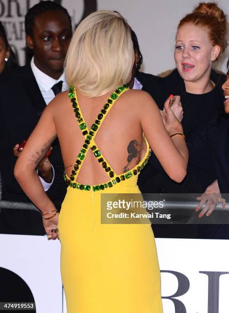 Rita Ora attends The BRIT Awards 2014 at 02 Arena on February 19, 2014 in London, England.