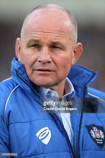 Andy Robinson, the Bristol director of rugby looks on during the Greene King IPA Championship Final 2nd leg match between Worcester Warriors and...