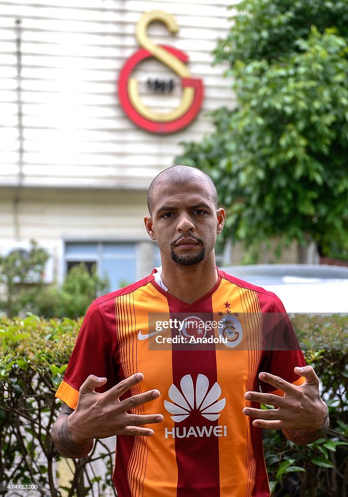 Galatasaray's player Felipe Melo speaks to media...