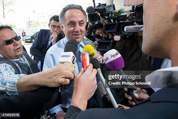 Vitaly Mutko, FIFA Executive Committee member, arrives at the hotel prior to the 65th FIFA Congress at Hallenstadion on May 28, 2015 in Zurich,...