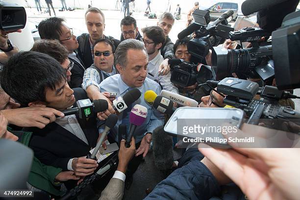 Vitaly Mutko, FIFA Executive Committee member, arrives at the hotel prior to the 65th FIFA Congress at Hallenstadion on May 28, 2015 in Zurich,...