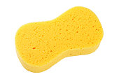 Yellow sponge isolated on the white background with clipping path