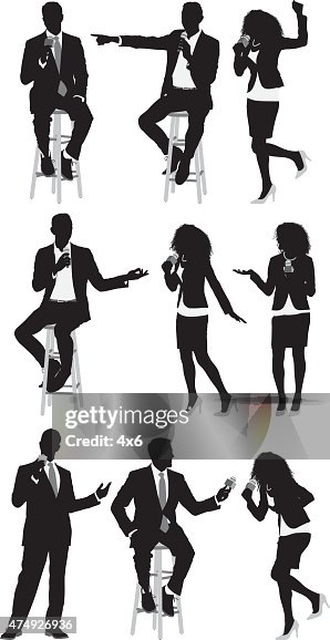 Business people using microphone Business people using microphone