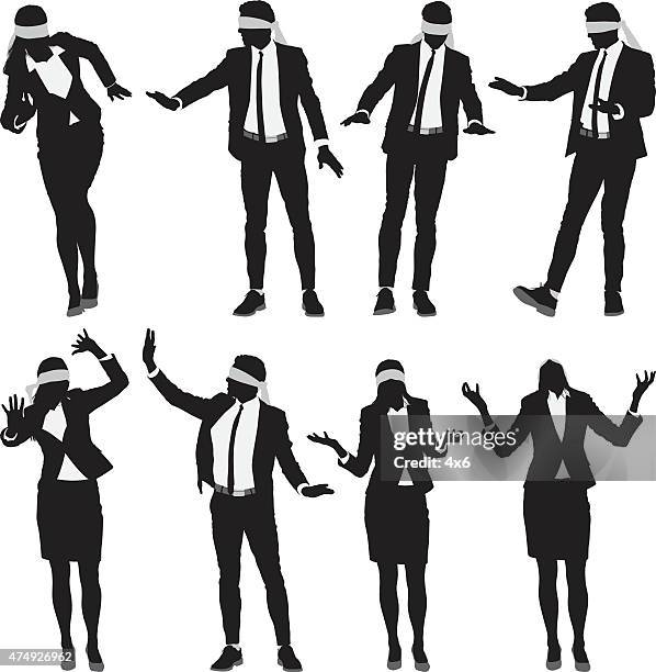 blindfolded business people - blindfold stock illustrations