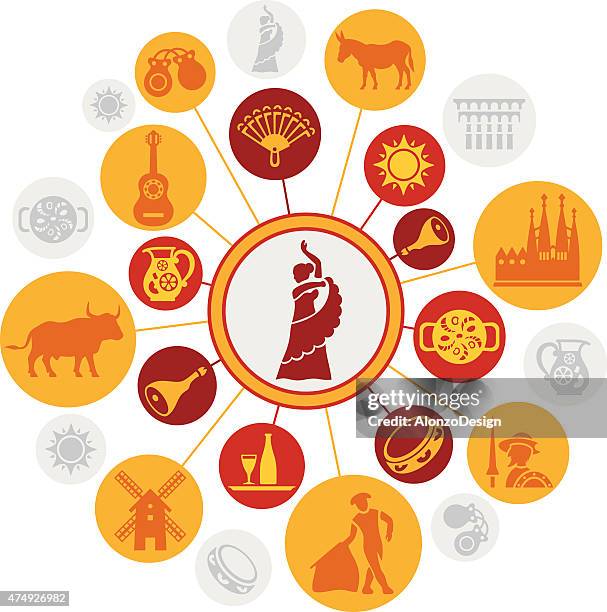 spanish monatge - tapas stock illustrations