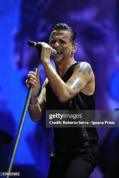 Dave Gahan lead the Depeche Mode in concert at Unipol Arena on February 22, 2014 in Bologna, Italy.