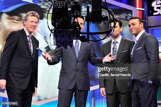 Orel Hershiser, John Hartung, Nomar Garciaparra and Jerry Hairston Jr. Launch SportsNet LA on February 25, 2014 in El Segundo, California.