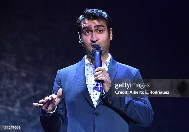 Comedian Kumail Nanjiani attends The Alliance For Children's Rights' Right To Laugh Benefit at The Avalon on May 27, 2015 in Hollywood, California.