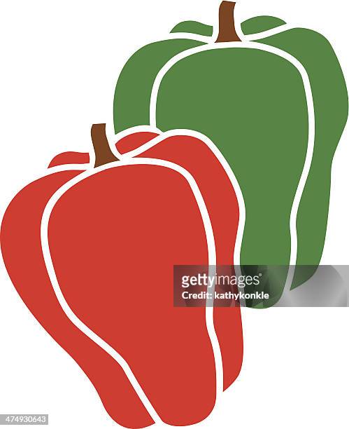 red and green bell peppers - red bell pepper stock illustrations