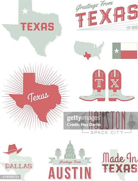 ilustrações, clipart, desenhos animados e ícones de texas tipografia - cowboy hat