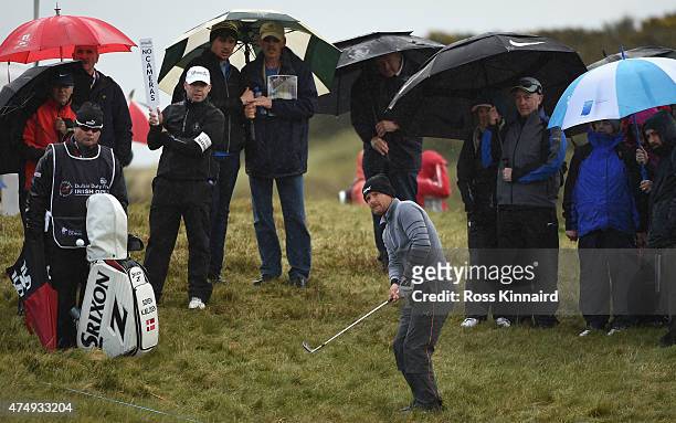 Soren Kjeldsen of Denmark chips during the First Round of the Dubai Duty Free Irish Open Hosted by the Rory Foundation at Royal County Down Golf Club...