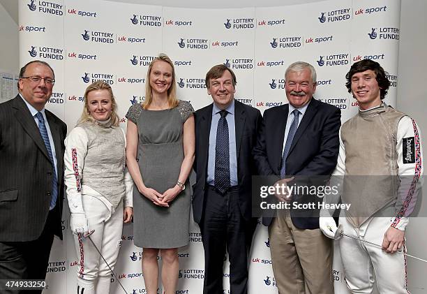 Chair of Sport England Nick Bitel, British fencer Natalia Sheppard, CEO of British Fencing Georgina Usher, Secretary of State for Culture, Media and...