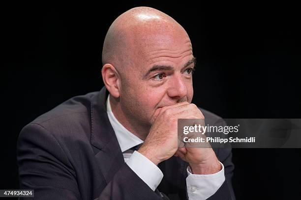 General Secretary Gianni Infantino attends a press conference prior to the 65th FIFA Congress at Hallenstadion on May 28, 2015 in Zurich, Switzerland.