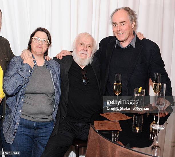 Cathy Opie, John Baldessari and Thomas Lawson attend CalArts Art Benefit And Auction Los Angeles Opening Reception At Regen Projects on February 25,...